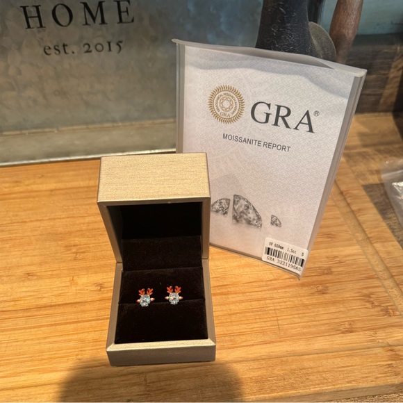 3 ctw Moissanite Christmas reindeer earrings